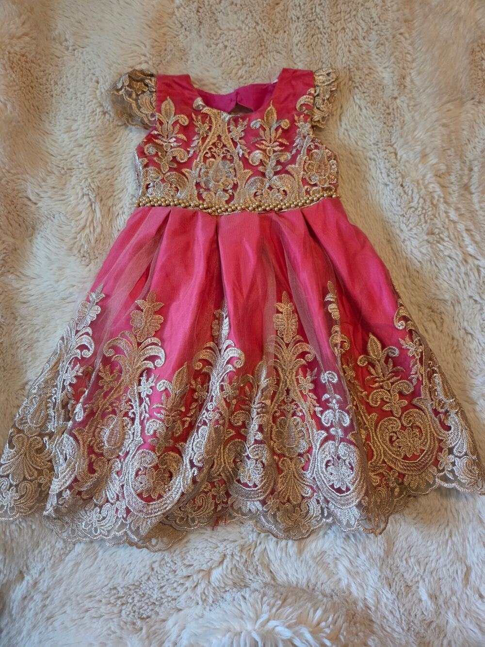 Pink and Gold Metallic Formal Dress size 5